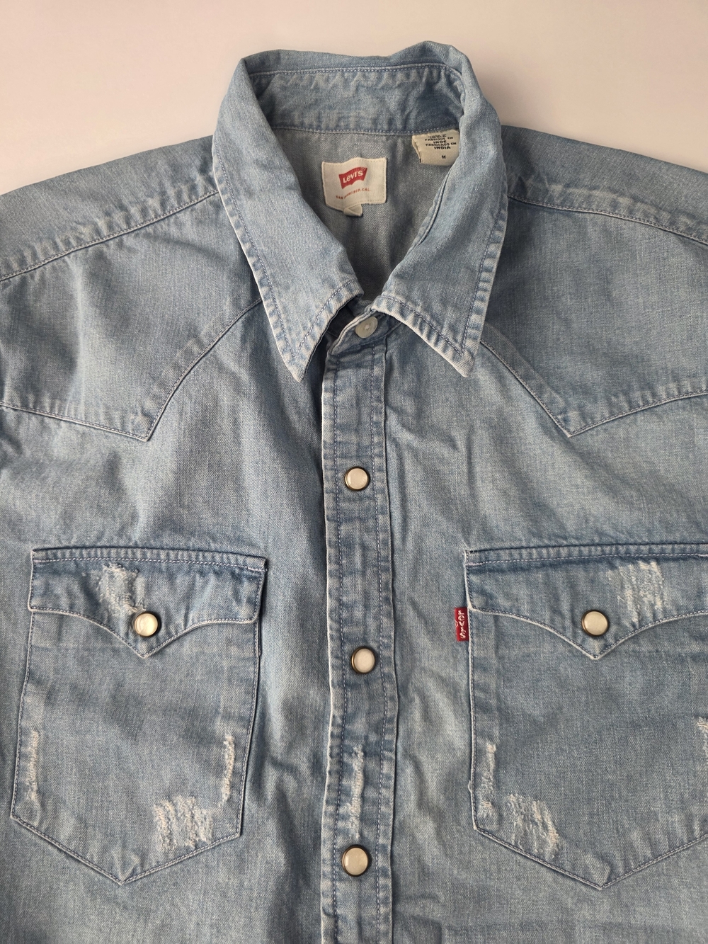 Levi's Light Blue Denim Western Shirt Womens Snap Buttons